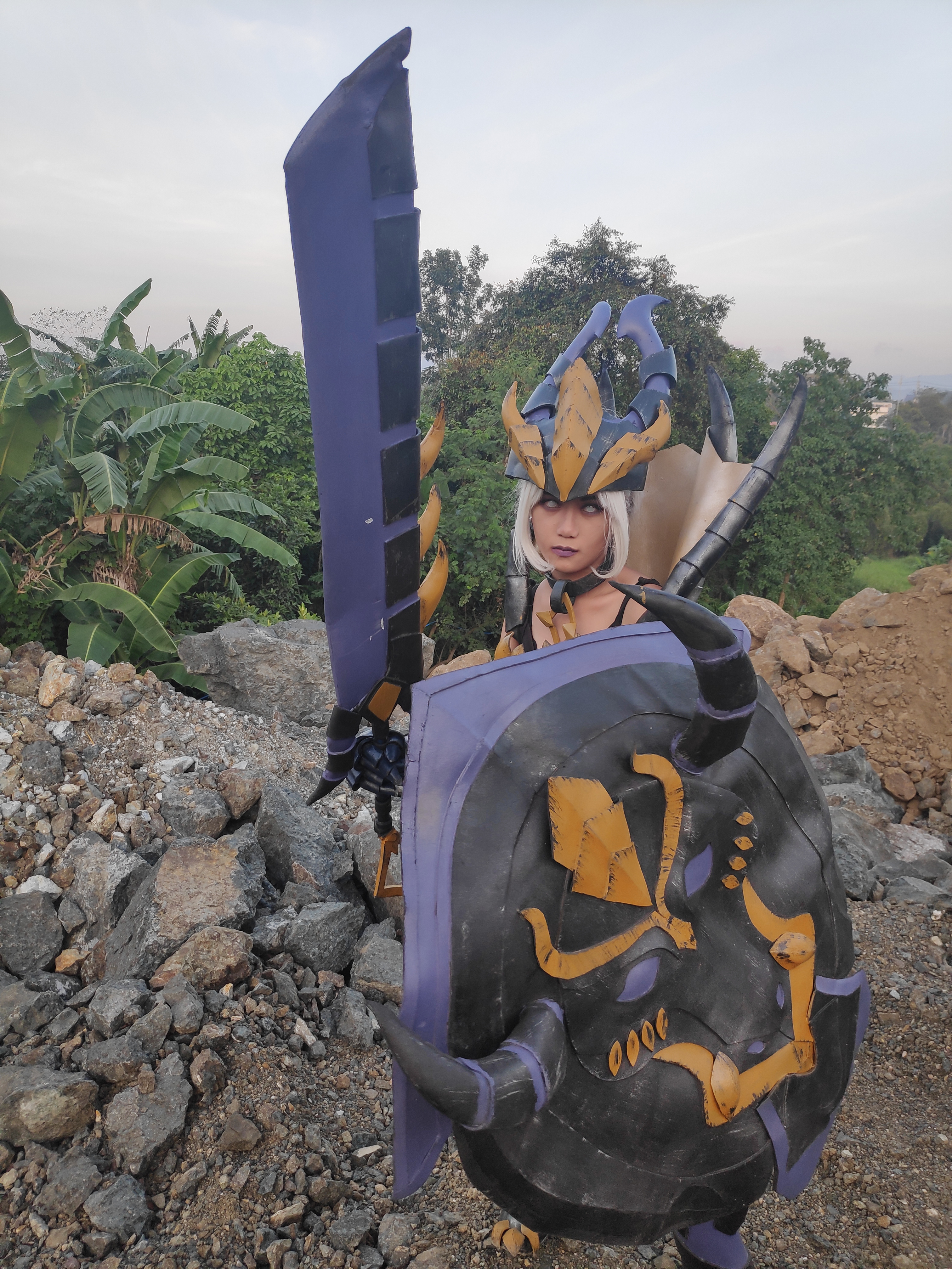 Armored female cosplayer