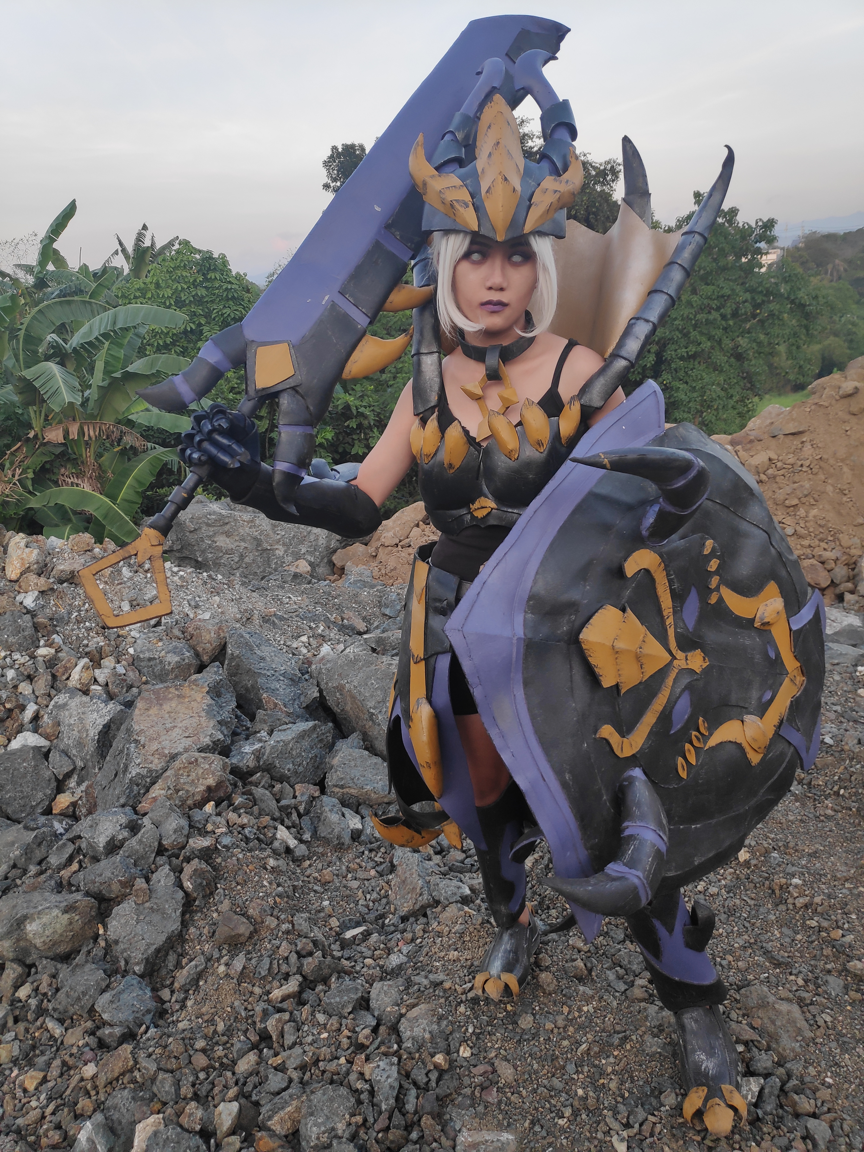 Armored female cosplayer