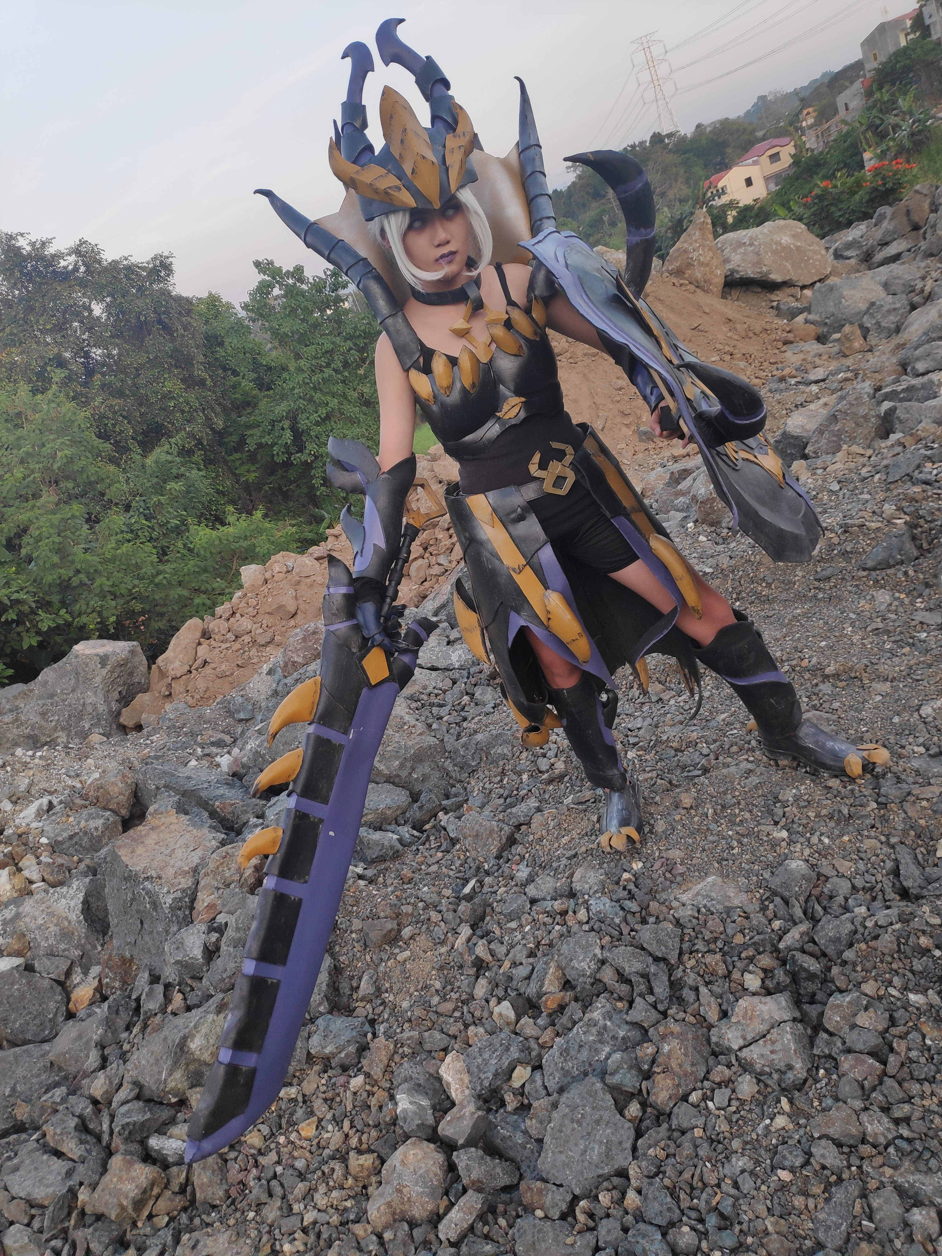 Armored female cosplayer