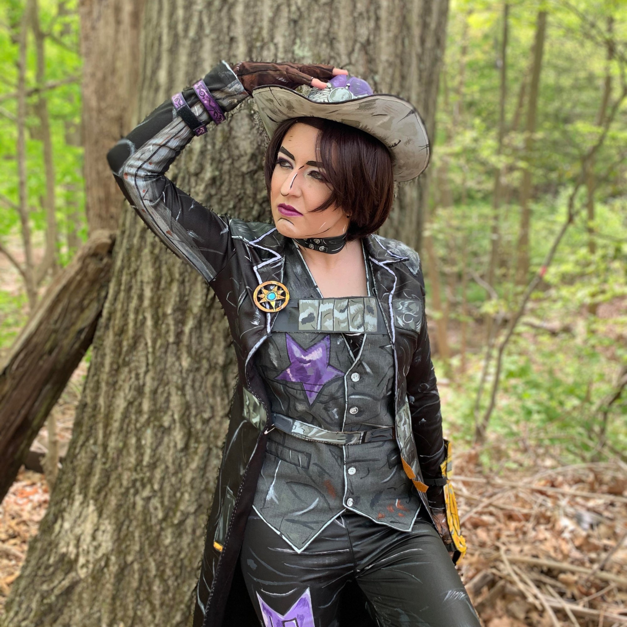 Woman in western wear with painted details