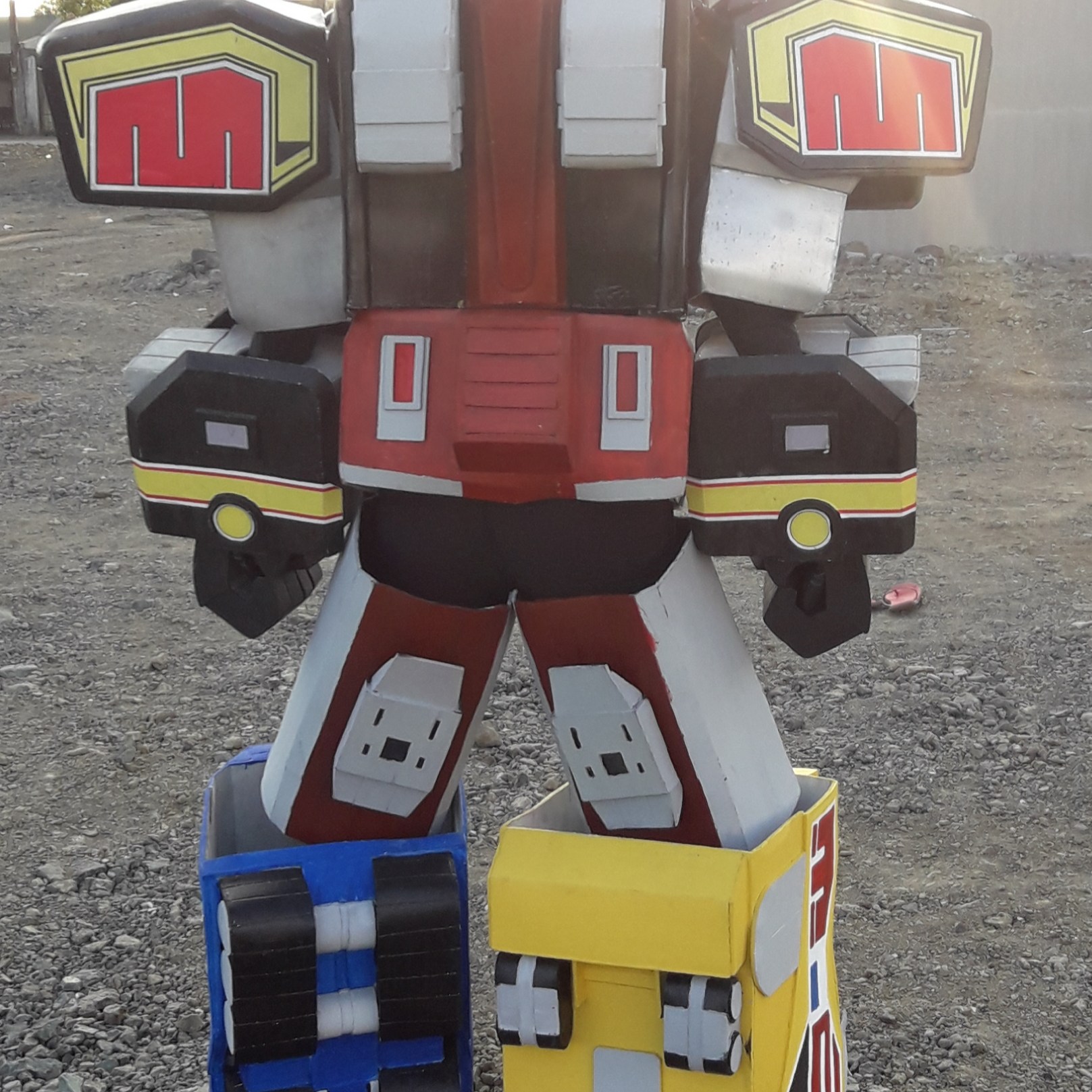 Megazord with brightly colored animal robot parts