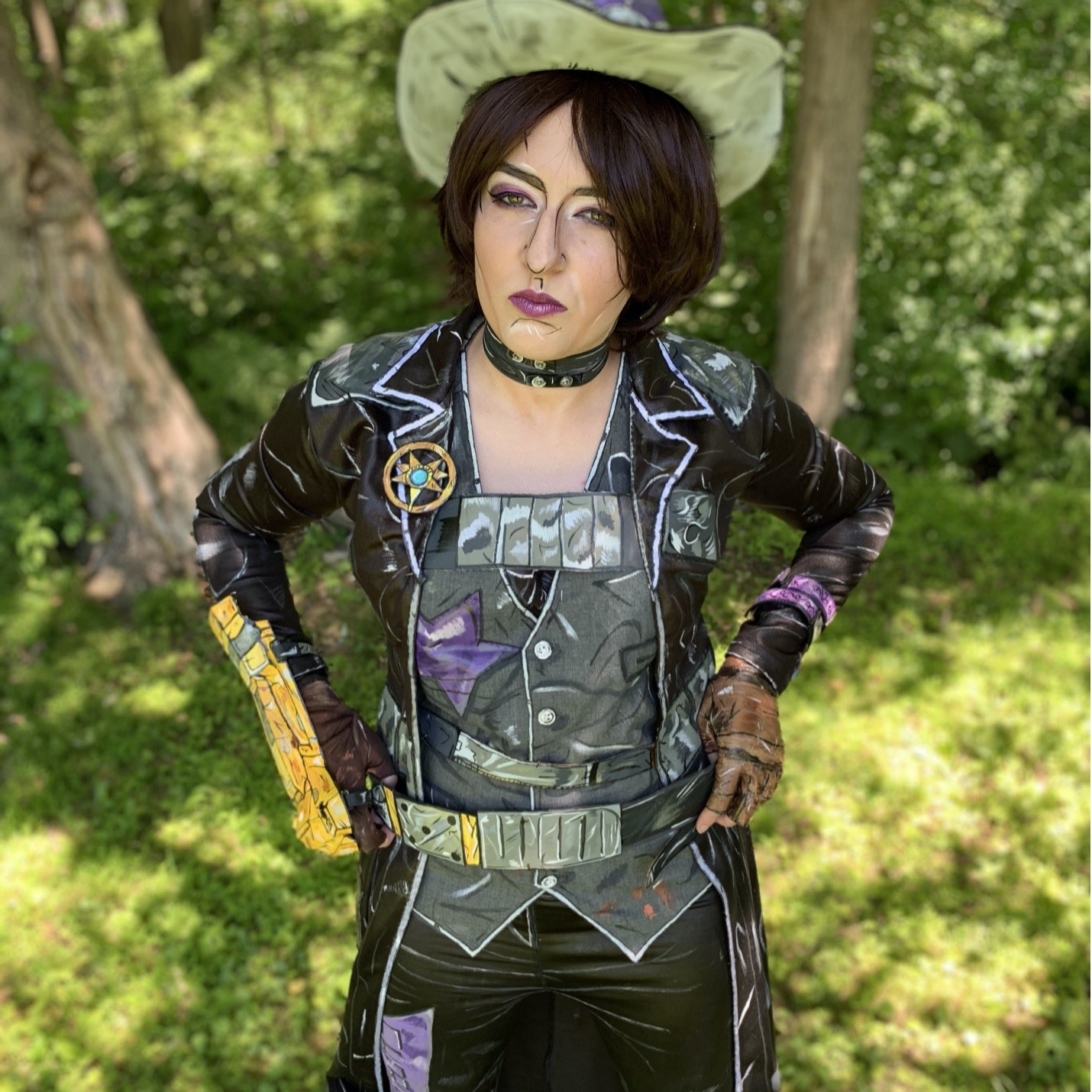 Woman in western wear with painted details