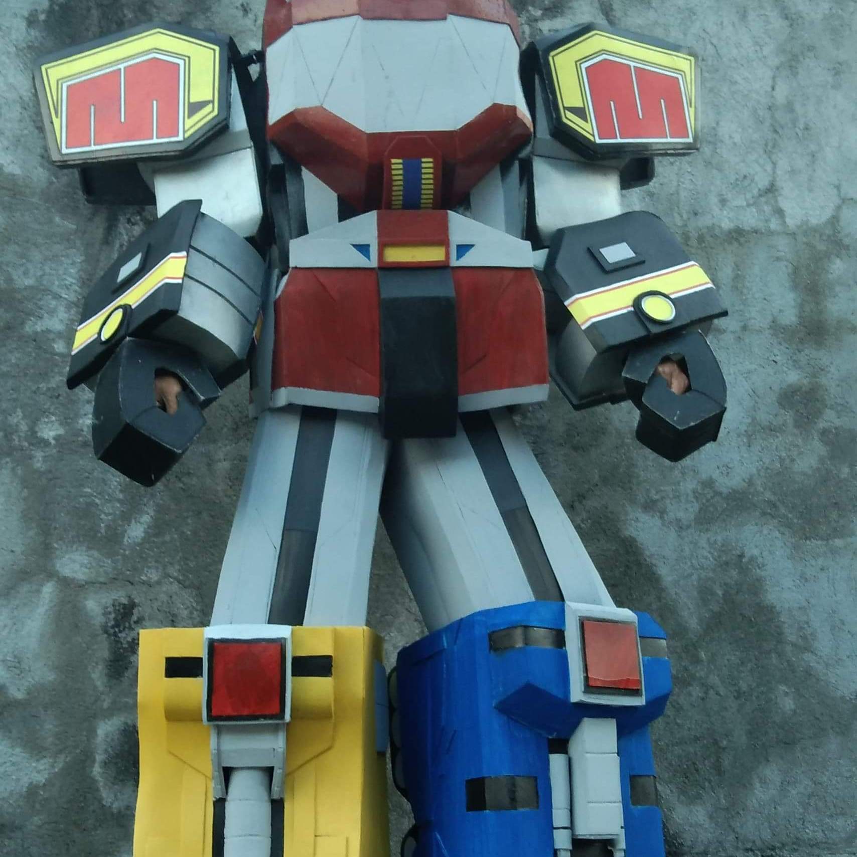 Megazord with brightly colored animal robot parts