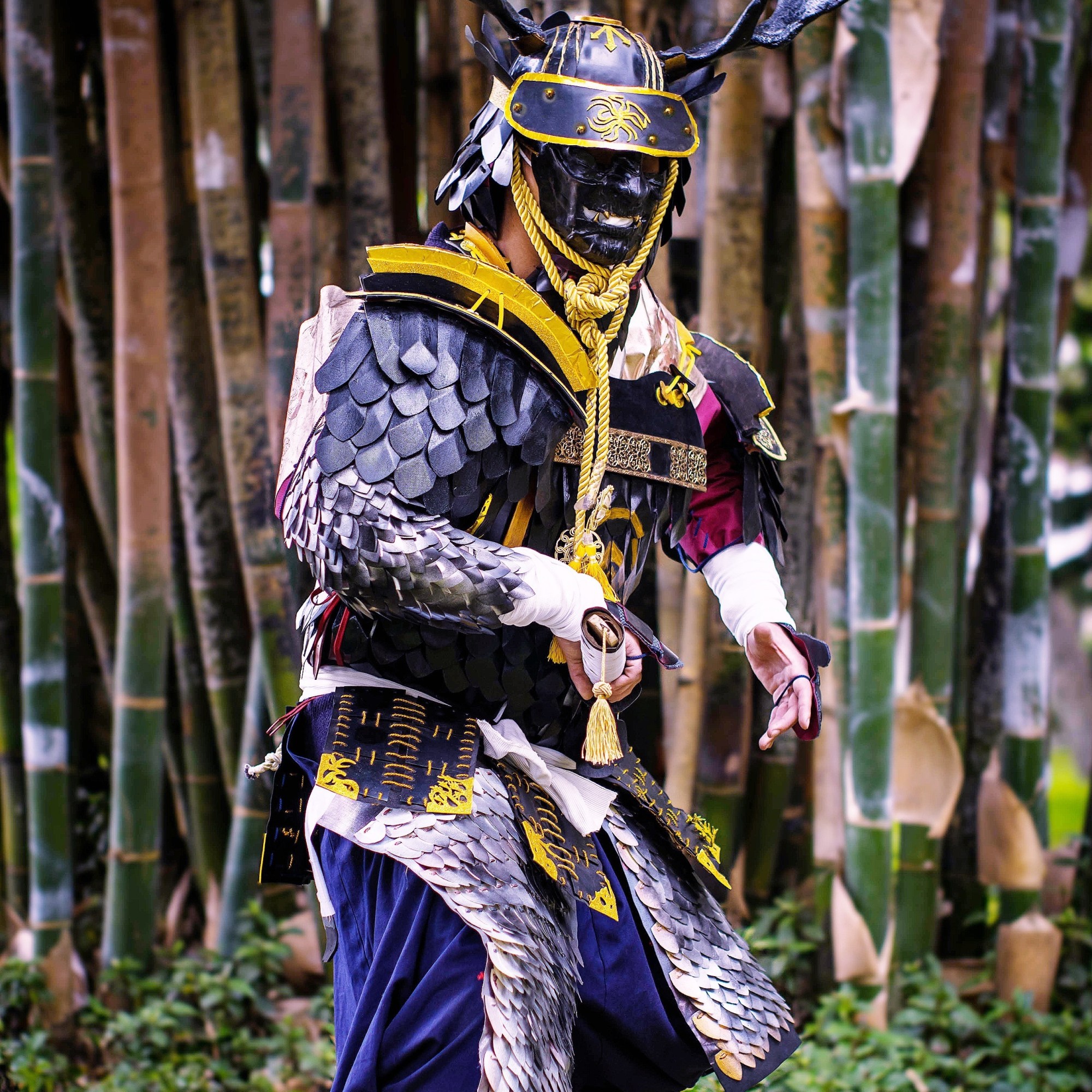 Samurai-style cosplayer