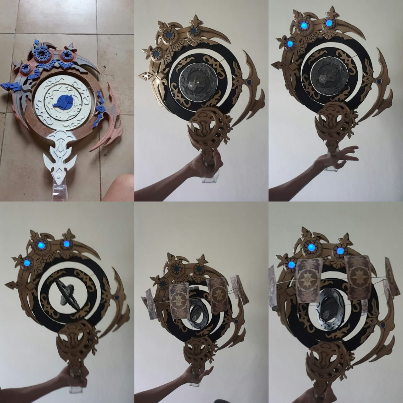 Here is my Astrologian Build! Made 100% by me! I used different methods to bring her to life. She has LED lights in the astroglobe (prop) her hat, and some other detail in the belt! This was the first time making a ball gown type dress, and I couldnt be happier with her! I made her in 2019 just before the pandemic hit, so she holds a place close to my heart. Materials used; Dress; black velvet, gold lycra, grey cottonblend everything is hand painted, and the crystals were glues on in a constallation pattern, Prop; MDF wood, Foam, and acrilic, this prop rotates (Manually) just to give it a sense of life! All of the small white details along the skirt were all hand cut. There is aprox. 150+ Hours in making the whole thing from start to finish, she took me a bit more than a month to complete!